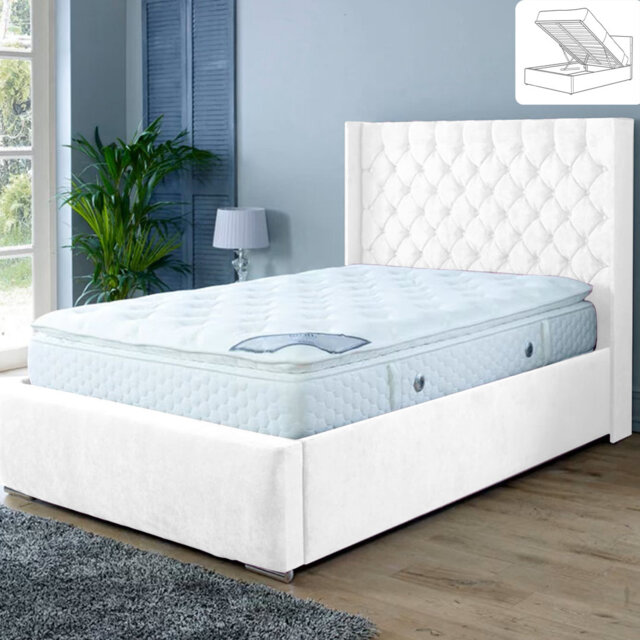 Gremillion Wingback Ottoman Storage Bed - Plush Velvet Gas Lift Bed Frame with Headboard