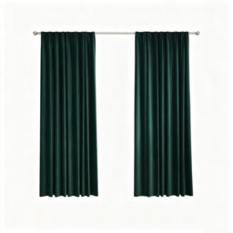 Pencil Pleat Velvet Curtains Dark Green Blackout Curtains (2 x 167 x 215 cm)