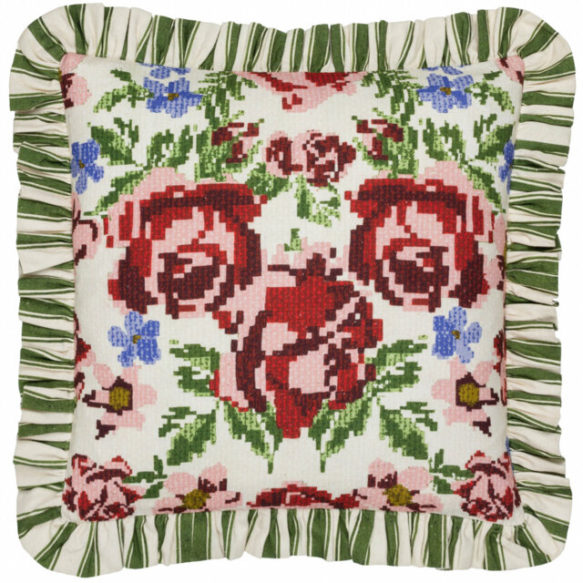 Feeoni Ruffled Floral Square Cushion