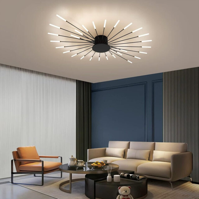 Modern LED Ceiling Light,28 Heads Flush Mount Ceiling Lamp Acrylic Lampshade Chandelier