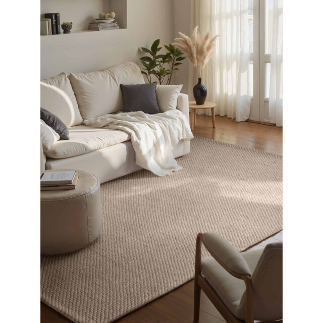 Elle Decoration Lyon - Wool rug Beans, Natural Rug for Living room, Bedroom, cosy & Soft Rug