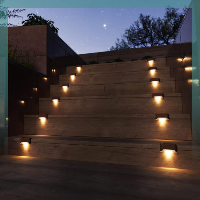 Stainless Steel Solar Powered Integrated LED Step Light Pack