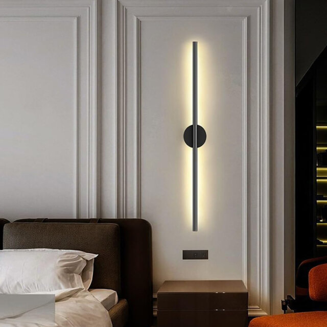 Wall Sconces, Wall Lights Indoor 3 Colour Temperatures, Dimmable Black Long Wall Sconce Acrylic for Bedroom, Living Room, Corridor, Hallway