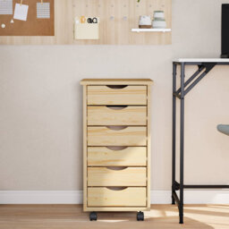 Rolling Cabinet With Drawers Mobile File Cabinet Solid Wood Pine MOSS