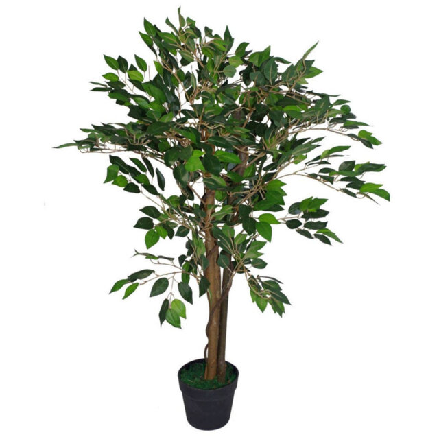 Artificial Ficus Tree Plant 90cm Dark Green Realistic Faux Plants Leaf Design
