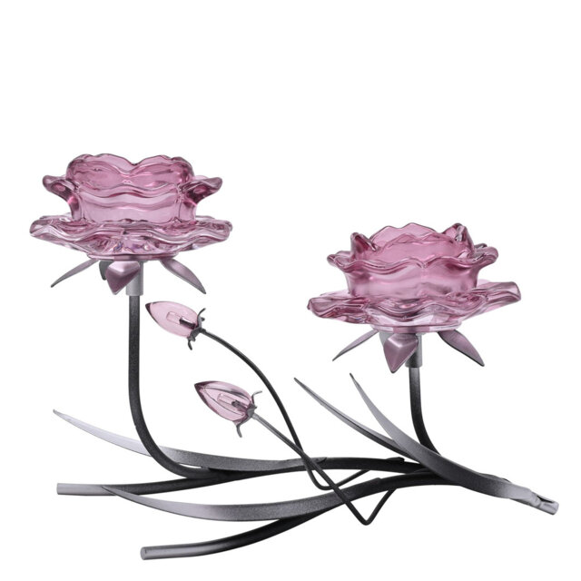 17Cm Glass Metal Tabletop Votive Holder