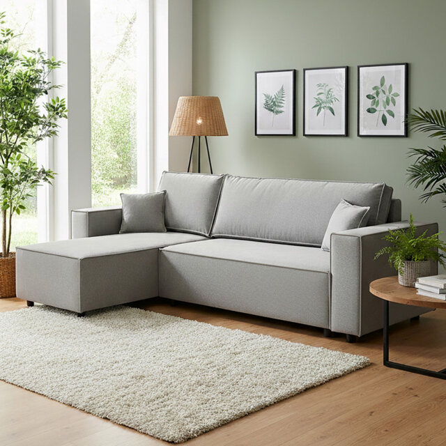 3 Seat Fabric Reversible Corner Sofa Bed