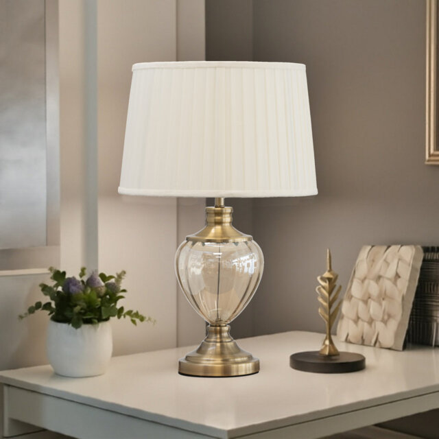 Wausa 58cm Antique & Amber Glass Classic Table Lamp