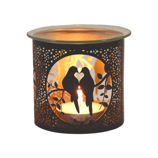 White And Gold Candle Holder / Oil Burner - Doves