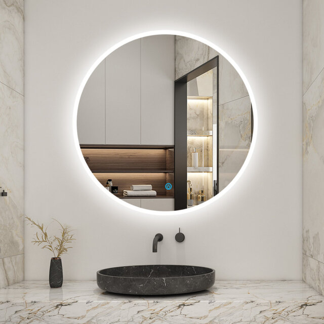 Brextyn Illuminated Round Bathroom Mirror with LED Light Demister Wall Mounted