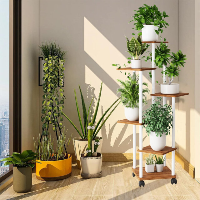 6 Tier Wooden Plant Shelf, 137cm Multi -Tiered Plant Stand, Plant Stand, Plant Stand