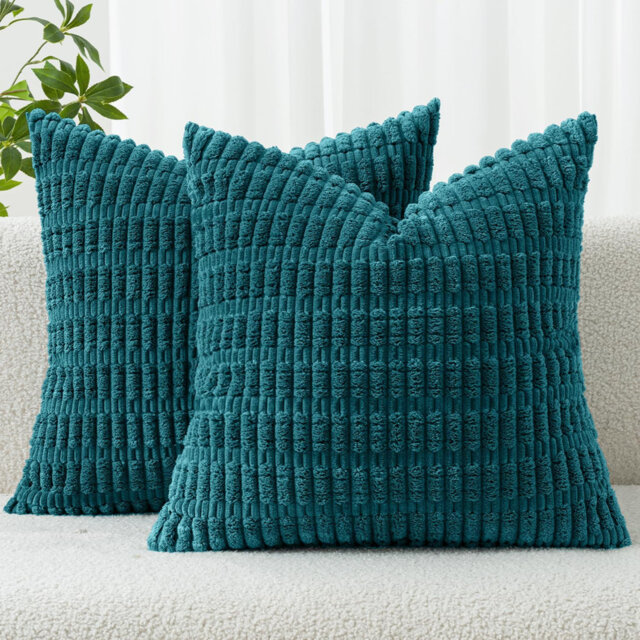 Corduroy Square Cushion Cover 45x45 cm Pack of 2 for Living Room Sofa Bedroom Rustic Modern Farmhouse Boho Home Decor