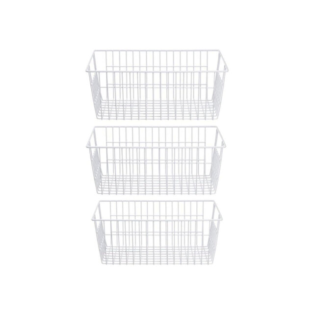 White Wire Organizer Storage Basket Large Organizer Bins for Organizing Fridge Storage