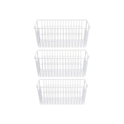 White Wire Organizer Storage Basket Large Organizer Bins for Organizing Fridge Storage