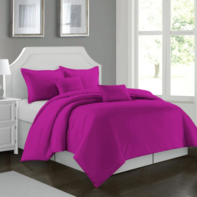 Cathyjo Super Soft Microfibre Reversible 200 TC Plain Duvet Cover Set with Cases
