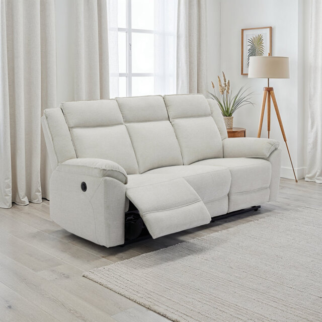 Beola 3 Seater Linen Electric Recliner Sofa