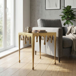 Silver Square Aluminium Side Table with Drip Design