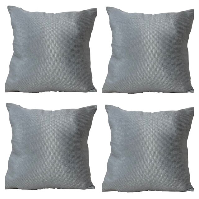 "X4 High Quality Metalic Silver Steel Textured Decorative Cushion Covers 18X18"""