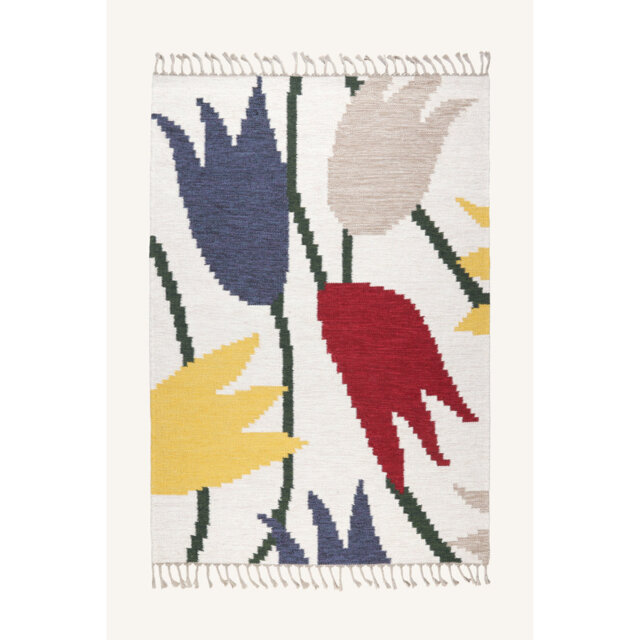Nibley Handwoven Wool Red/Blue/Yellow Rug