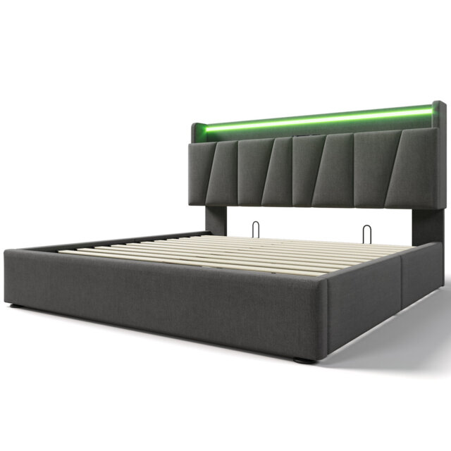 Upholstered Double Bed With Usb And Led