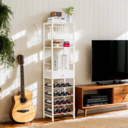 Byata Wine Bottle & Glass Rack in White