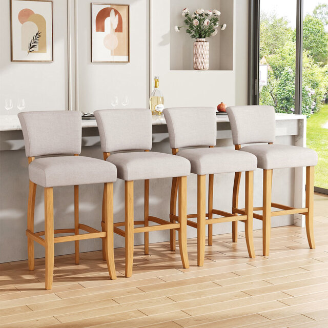 Linen Bar Stool Bar Height for Kitchen Island Cafe