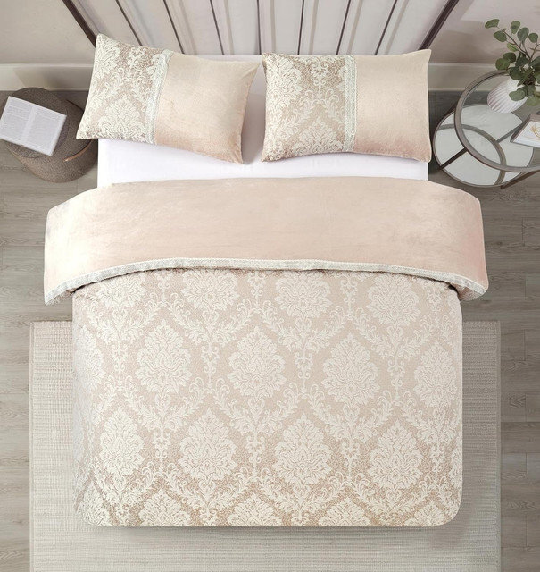 Polyester Damask Duvet Cover Set