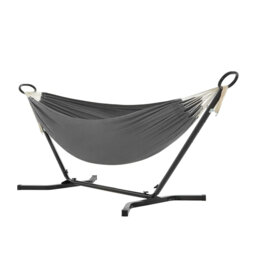 Hammock with Stand, 210 x 150 cm, 5 Adjustable Heights, Portable with Metal Frame