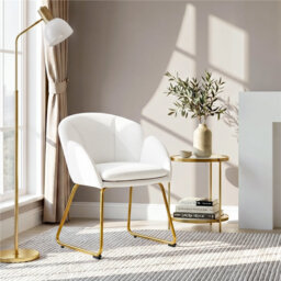 Flower Shape Tub Chair with Golden Metal Legs