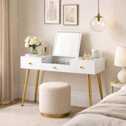 White Dressing Table With Flip-top Mirror And Jewellery Drawer, 106cm