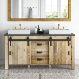 Jackeline 1640mm Free Standing Double Bathroom Vanity with Solid + Manufactured Wood Top