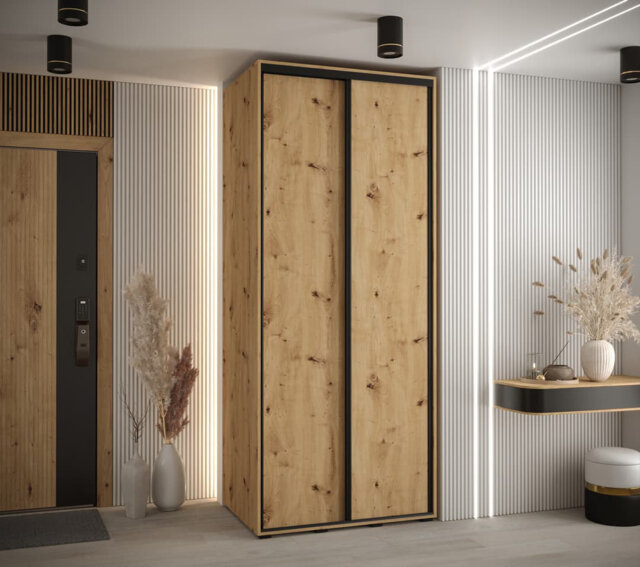 Aylamae I Sliding Door Wardrobe - Premium Laminated Board - PVC-Finished Edges W130cm