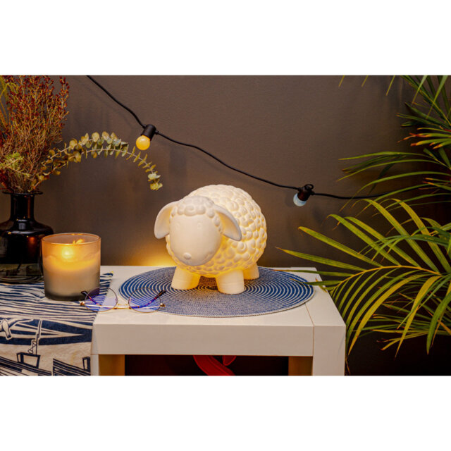Sheep Porcelain Table Lamp - White Ceramic Animal Night Light for Nursery & Kids Bedroom