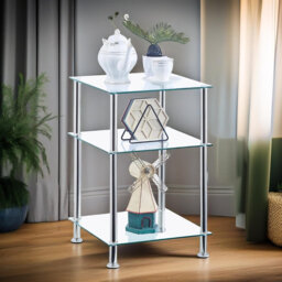 Alaysiah 3 Tier Tempered Glass Side Table End Sofa Accent Tables Storage Shelves Living Room
