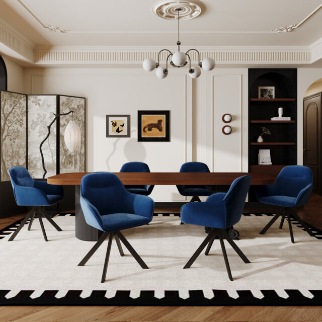 48.5cm H Swivel Upholstered Dining Chairs- Ergonomic Back