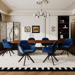 48.5cm H Swivel Upholstered Dining Chairs- Ergonomic Back