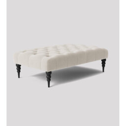 Alyana Rectangle Ottoman Bench with Wooden Legs- Naples Chesterfield Upholstered Footstool