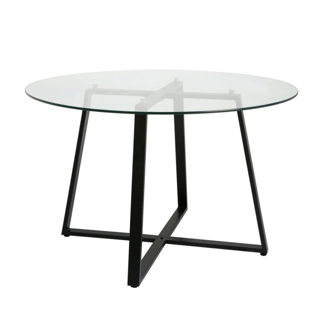 Addalee Round Glass Top Metal Base Dining Table