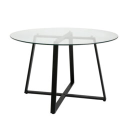 Addalee Round Glass Top Metal Base Dining Table