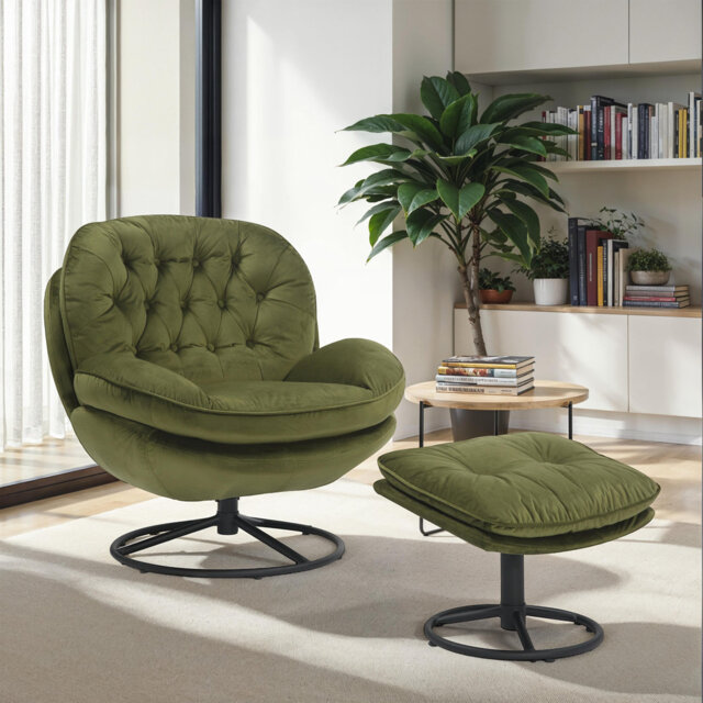 Azura Swivel Accent Chair with Footstool