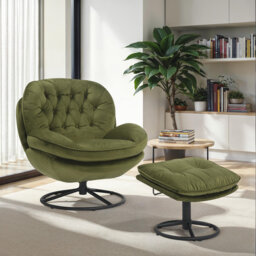 Azura Swivel Accent Chair with Footstool