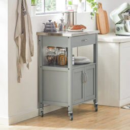Enevold 60 Cm Kitchen Trolley Stainless Steel Top with Locking Wheels