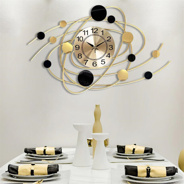 Large Wall Clocks For Living Room, Silent Non-Ticking Battery Operated, Modern Round Oversized Decorative Wall Clock 28.7X17.7 Inch(Golden)