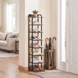 128/162cm H  Rustic Vintage Shoe Rack, Slim Shoe Organizer for Compact Spaces, Corner, Narrow Entryway