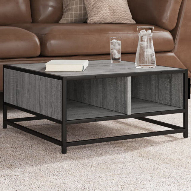 Borough Wharf Coffee Table Brown Oak 60.5X60.5X30 Cm Engineered Wood And Metal