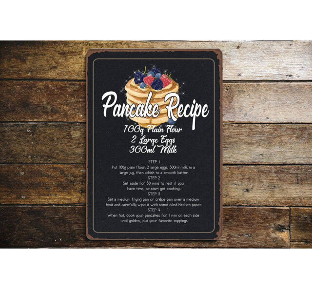 Pancake Recipe Kitchen Wall DÃ©cor