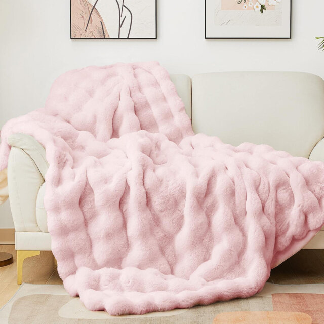 Throw Blanket For Couch Bubble Soft Warm Furry Blanket For Sofa Bedroom Cozy Blankets For Women Gift Luxury Blankets For All Seasons 127 * 152Cm