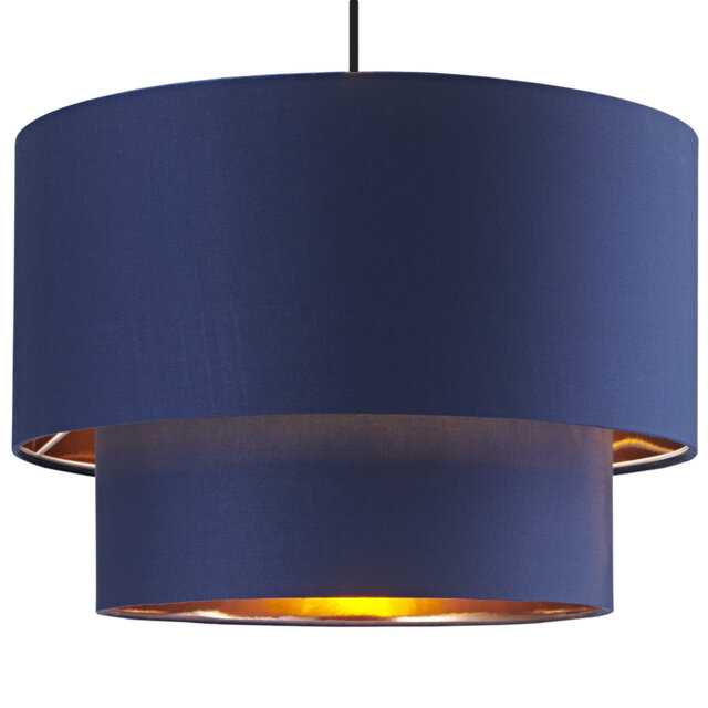 Modern Cotton Fabric Double Tier Ceiling Shade with Shiny Inner