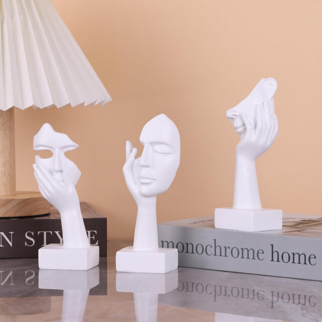Home Decoration Accent Art Woman Face Statue Collectible Statue for Modern Home Living Room Bookshelf