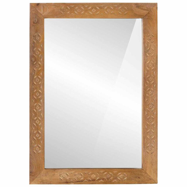 Bathroom Mirror with Mirror Glass and Solid Mango wood Rectangular for